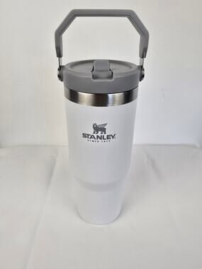 Stanley 30oz Classic Flip Straw Tumbler White w/ Gray Lid Insulated Cup